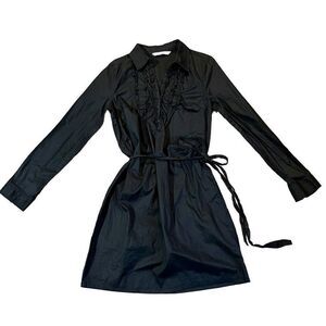 Old Navy Black Mini Long Sleeve Ruffle Chest Dress Medium